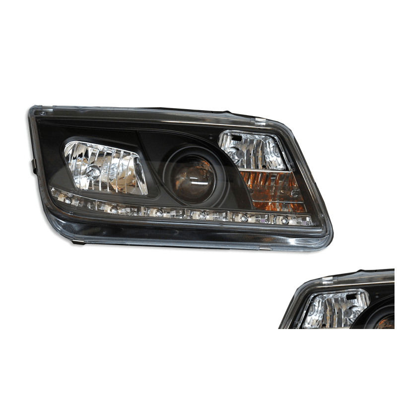 2 Phare Avant avec feux De Jour pour Volkswagen Bora / Jetta 4 '99 fond Noir - KDMPARTS EUROPE TUNING STORE