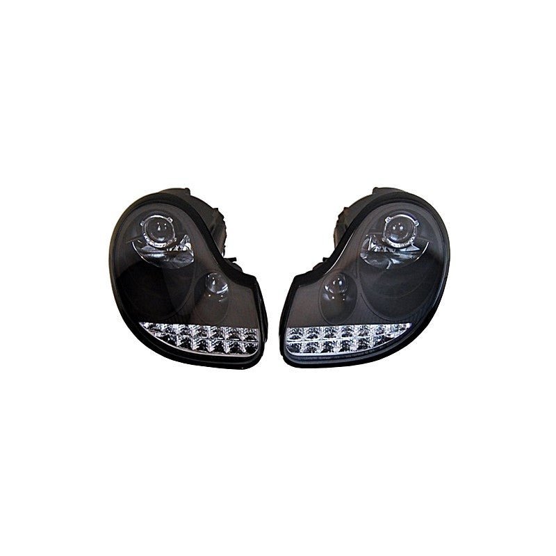 2 Phares Avant avec feux de jour pour Porsche 996 / Boxster 986 97-02 à fond noir - KDMPARTS EUROPE TUNING STORE