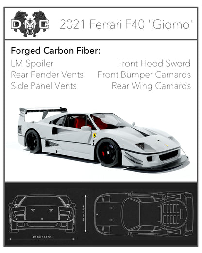 Переднее антикрыло капота из углеродного волокна DMC для Ferrari F40 EVO Le Mans LM