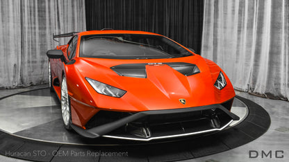 DMC:n hiilikuituinen "STO" etupuskurin lippa Lamborghini Huracan STO Coupé- ja Spyder-malleihin