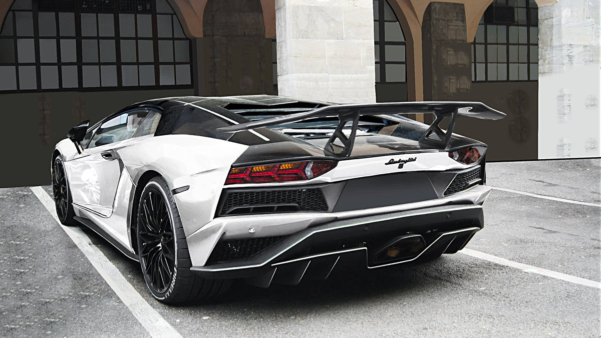 Aileron spoiler arrière en fibre de carbone « SV - E » de DMC pour Lamborghini Aventador S Coupé et Roadster d'origine - KDMPARTS EUROPE TUNING STORE