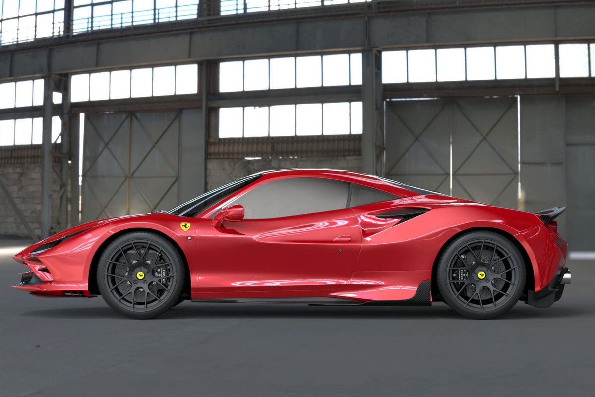 Bas de caisse latéraux en fibre de carbone de DMC pour Ferrari F8 Tributo Coupé et Spider d'origine - KDMPARTS EUROPE TUNING STORE