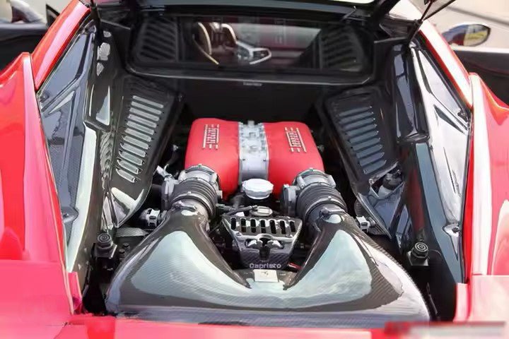 Cache moteur pour Ferrari F458 Coupé Italia / Spider 2010 - 2014 en fibre de Carbone haute brillance - KDMPARTS EUROPE TUNING STORE