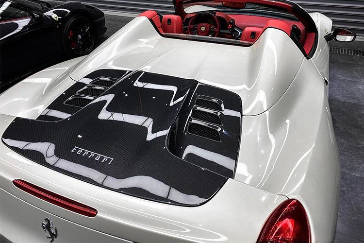 Capot moteur arrière pour Ferrari F458 Spider 2010 - 2014 en fibre de Carbone haute brillance - KDMPARTS EUROPE TUNING STORE