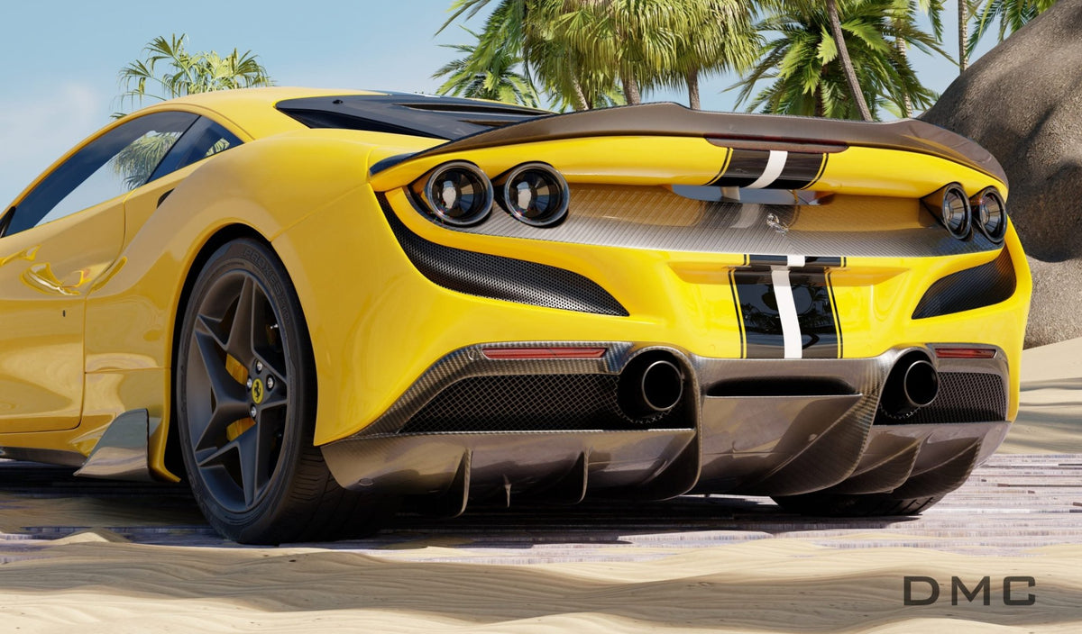 Diffuseur arrière en fibre de carbone « Challenge » de DMC pour Ferrari F8 Tributo Coupé et Spider - KDMPARTS EUROPE TUNING STORE