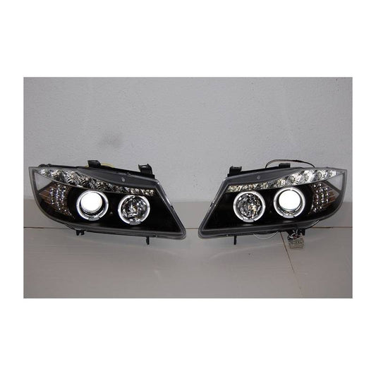 Jeu de Phare Avant Lumière De Jour BMW E90 05-08 Noir Led Intermittent - KDMPARTS EUROPE TUNING STORE