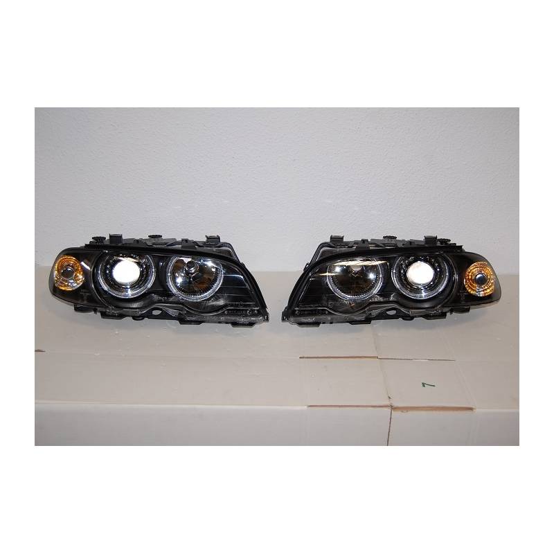 Set De Phares Avant Angel Eyes BMW E46 1999-2002 2-Porte Noir - KDMPARTS EUROPE TUNING STORE