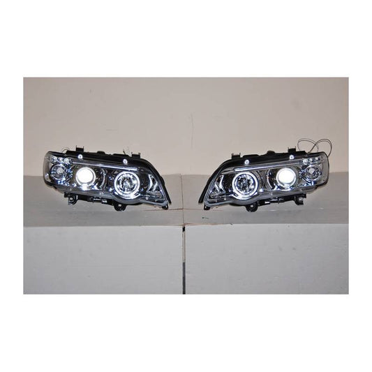 Set De Phares Avant Angel Eyes BMW X5 2001 Chromé - KDMPARTS EUROPE TUNING STORE